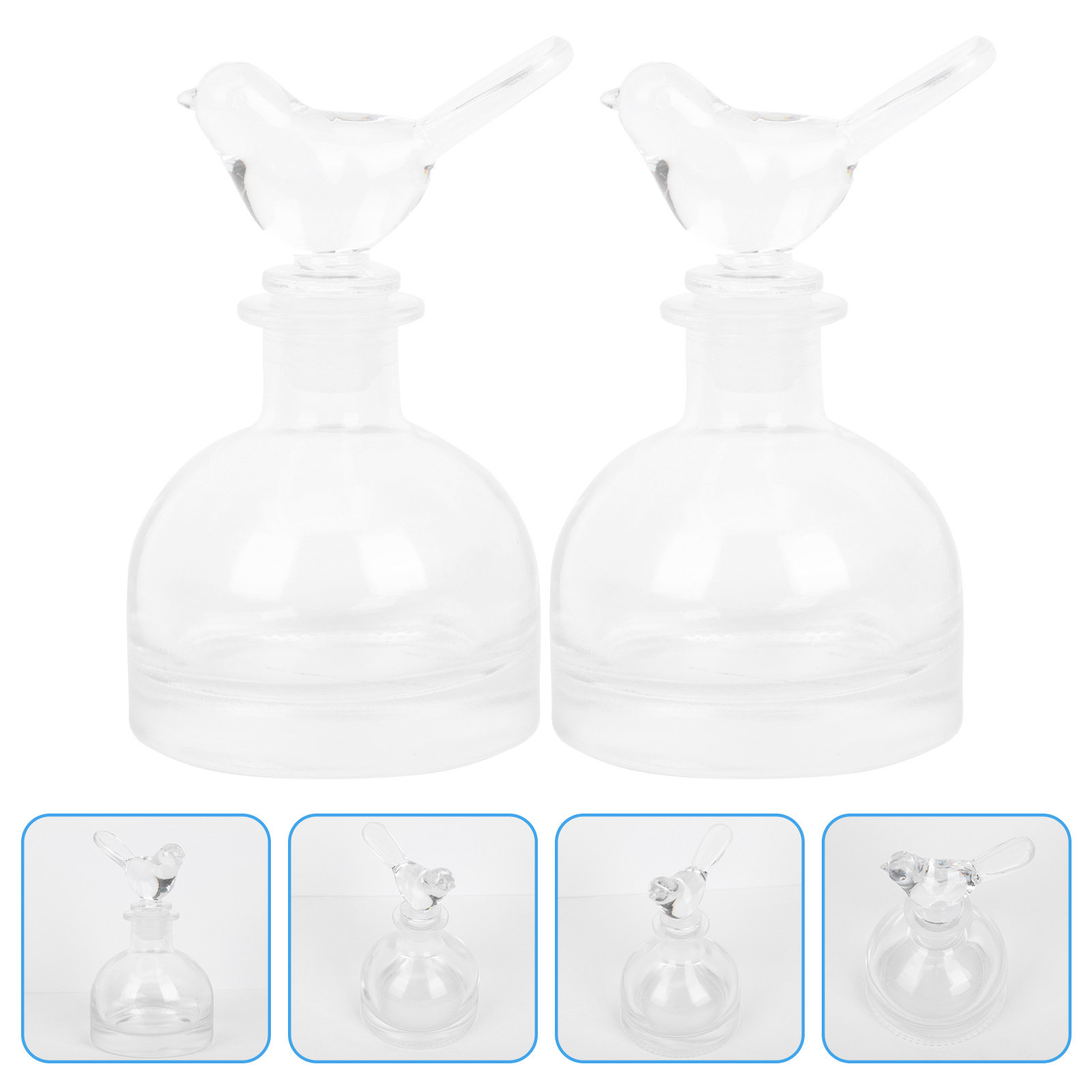 Home Fragrance Premium - 2 Stück Glas-Parfümflaschen, hochwertig, klar, robust,