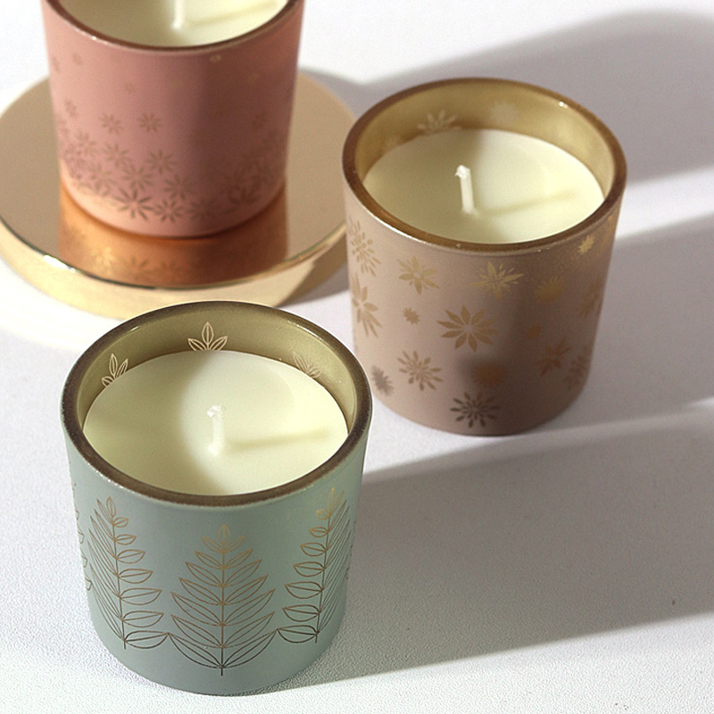 Home Fragrance Us - Bunte Keramikkerzen, kreativer Heimduft, geschnitzte Glasbecher,