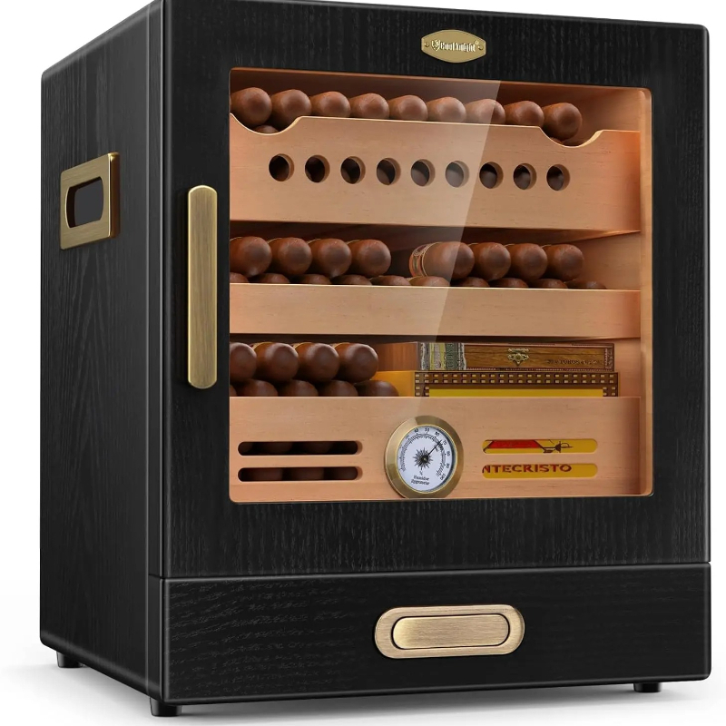 Home Fragrance Maple Walnut - Zigarren-Humidor-Schrank, Spanische Zedernholzschublade, Präzisions-Hygrometer, 2 Befeuchter