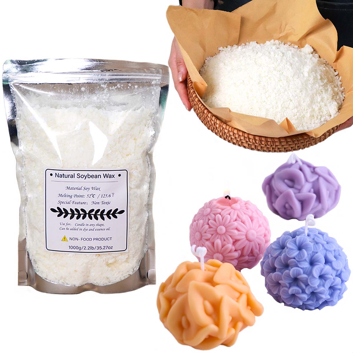 Soy Wax Flake - 100/250/500/1000g natürliche Sojawachsflocken DIY handgemachte Kerzen