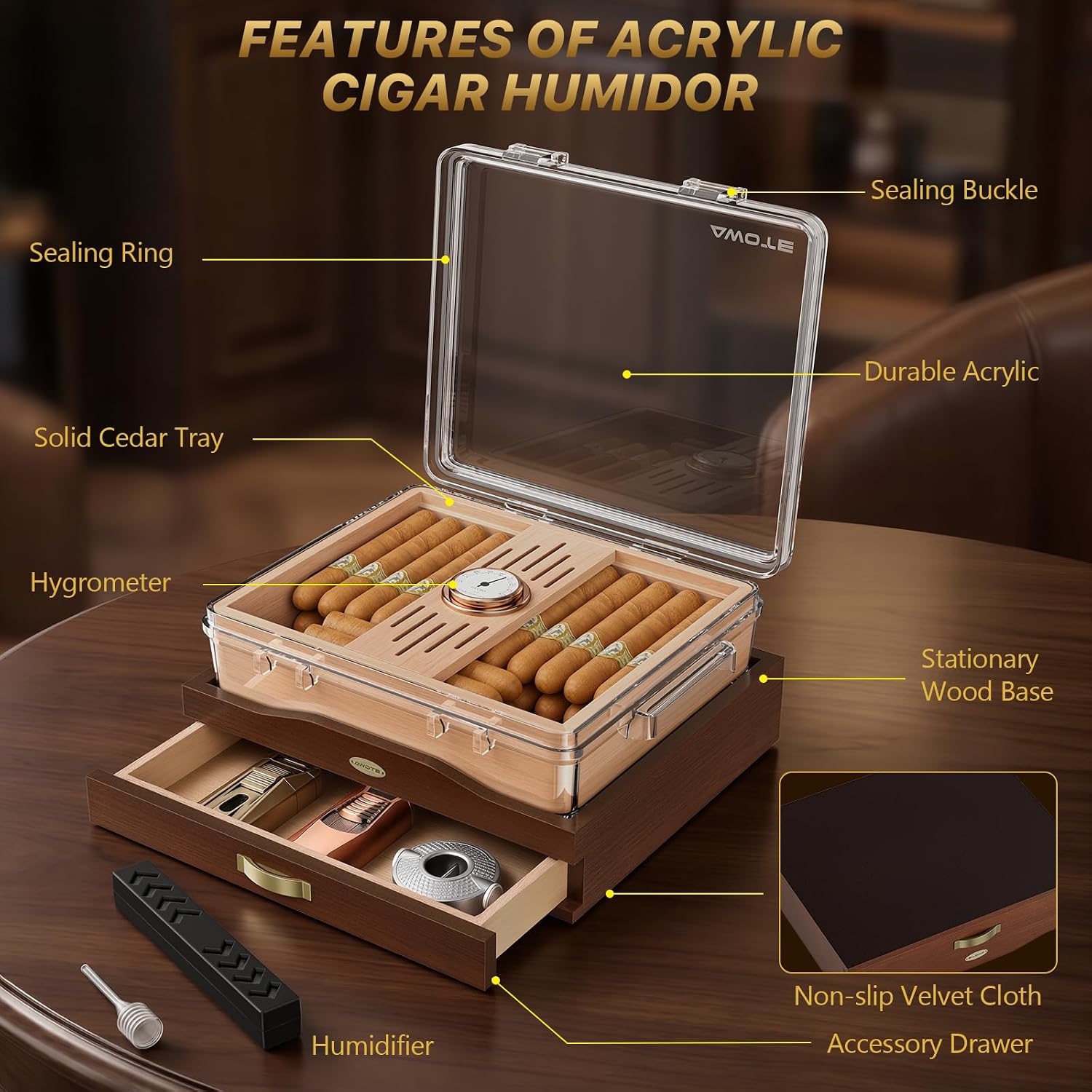 Acryl-Zigarren-Humidor-Box, De – Home Fragrance Maple Walnut Bewertung und Preis
