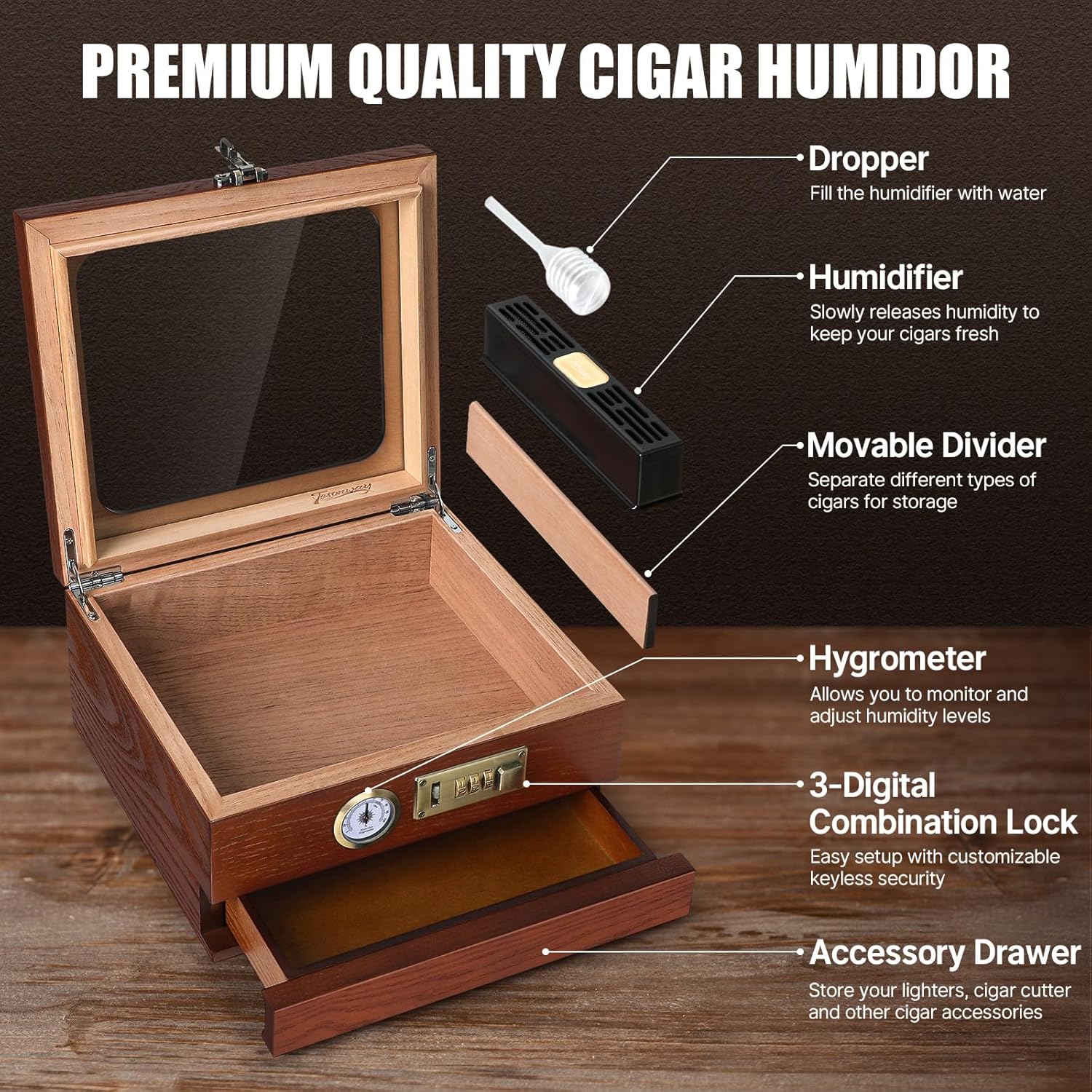 Zigarren-Humidor, Zedernholz-Z – Home Fragrance Maple Walnut Bewertung und Preis